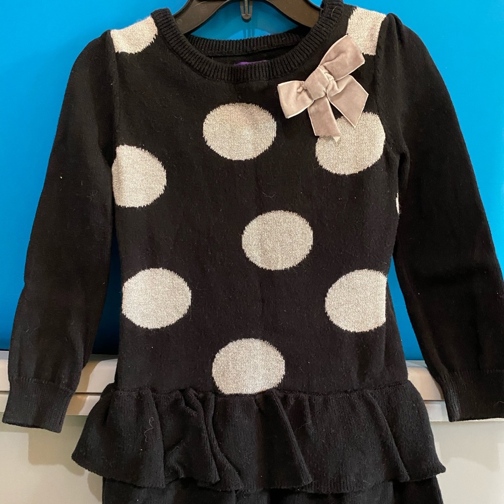 So Jenni Black Silver Polka Dot Sweater Dress 2T